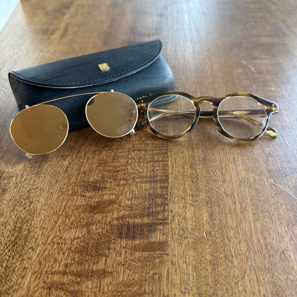 Linda Farrow Tortoiseshell Glasses with Clip-On Lenses
